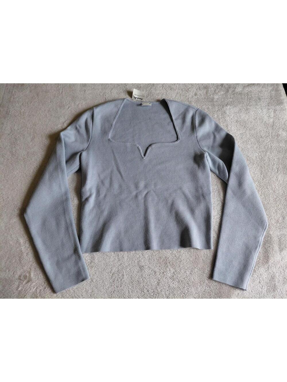 Abercrombie Fitch Babydoll Sweater Knit Top Size Medium Blue Sweetheart Slim Fit